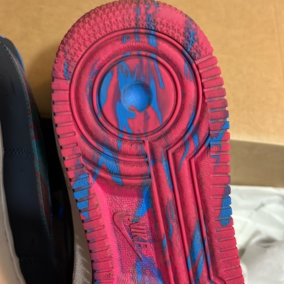 Nike Air Force 1 Low Marble Swoosh Blue Pink Men’s Size 10 Great Condition - Picture 12 of 14